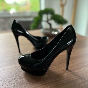 Sexy Black Patent Platform Pump Stiletto size 8.5 PLV